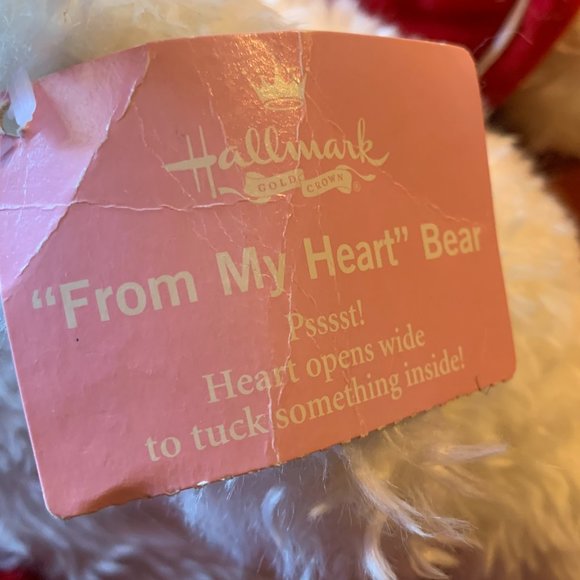 COPY - 2 Hallmark "From My Heart" White Bear Plush/Heart Gift Zip Bag - Picture 6 of 16